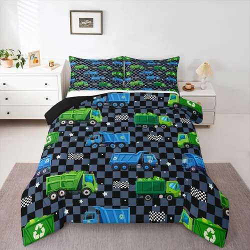 Vista 26 de Feelyou Juego de edredón de coche de carreras, tamaño individual, juego de ropa de cama de coche deportivo de velocidad para niños y niñas, edredón