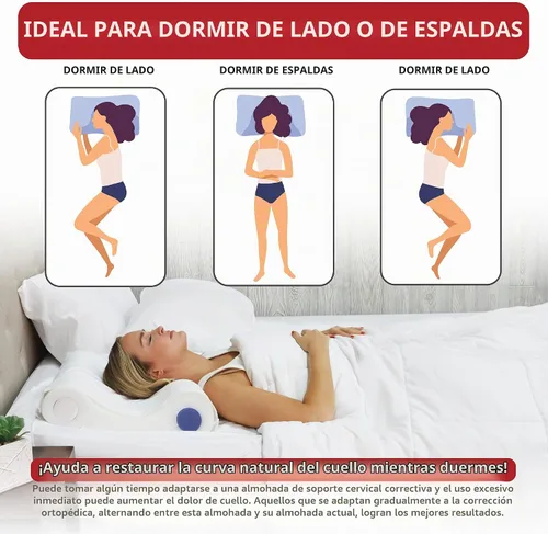 Vista 3 de Almohada cervical ajustable para aliviar el dolor de cuello, dormir de lado
