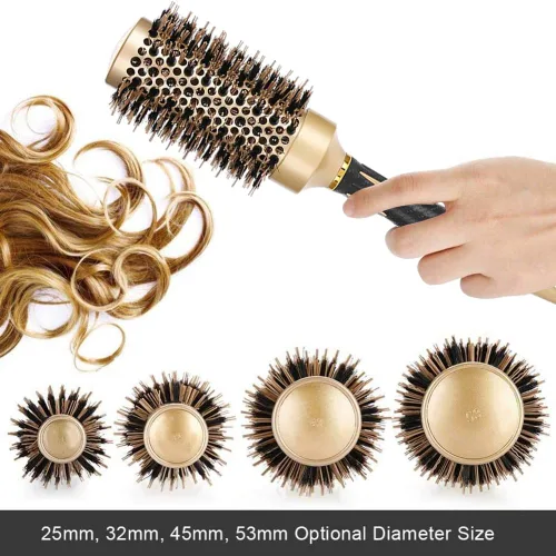 Vista 11 de Cepillo para el Cabello, Juego de Cepillos Redondos para Secado con Secador - Cepillo Profesional de Cerdas de Jabalí para Peinado, Tecnología