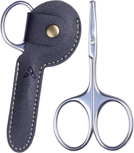 Vista 8 de YOUYISI Tijeras de pelo de nariz de 3.75 pulgadas, tijeras de bigote facial pequeñas de punta redonda para recortar hombres