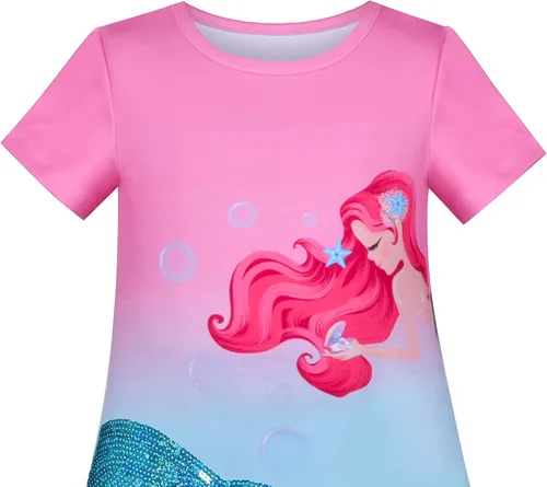 Vista 3 de Sunny Fashion Camiseta de vestir para niñas, con apliques de ardilla, talla 3-8, Rosado