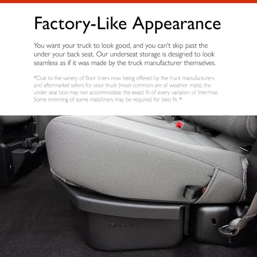 Vista 7 de DuHa 20078 - Almacenamiento debajo del asiento para F150 SuperCrew 2009-2014 con un subwoofer de fábrica Organizador de asiento trasero negro