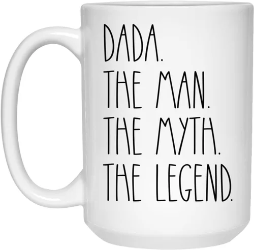 Vista 2 de Taza de café Dada The Man The Myth The Legend, regalo de Navidad, regalo de cumpleaños, feliz cumpleaños, taza de café Best Dada, taza del día