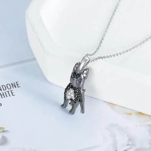 Vista 15 de Collares con colgante de perro de plata de ley S925 – 24 razas corgi/husky/labrador/pastor para mujer