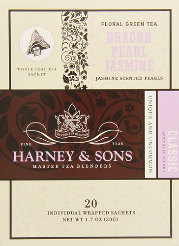 Vista 2 de Harney & Sons Bolsitas de té verde Dragon Pearl, jazmín, 1.7 onzas