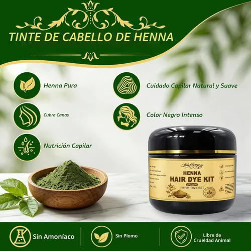 Vista 2 de Henna Powder Hair Color Kit with Complete Tools,150g,Home Use Natural Brown Convenient Tools Include: Bowl, Brush, Comb, Clips, Cape, Gloves & Cap