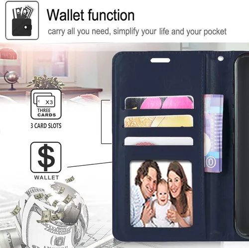 Vista 5 de STARSHOP - Funda para iPhone 8, iPhone 7, con protector de pantalla de vidrio templado incluido, cartera de piel sintética, a prueba de golpes