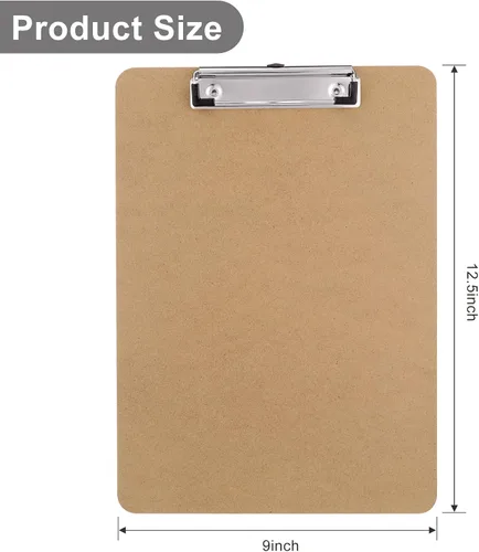 Vista 2 de Portapapeles de Madera, Tamaño Carta, Tablero de Clip de Fibra Dura 8.5x11 para Aula, Estudiantes, Niños, Profesores, Tamaño Estándar A4, 9" x 12.5