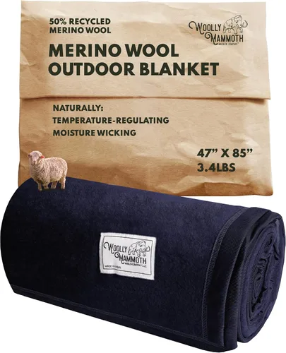 Vista 14 de Woolly Mammoth Woolen Company Manta de Lana - 66 x 90 pulgadas, Corteza, 80% Lana Merino - Mantas de Campamento para Clima Frío - Durabilidad