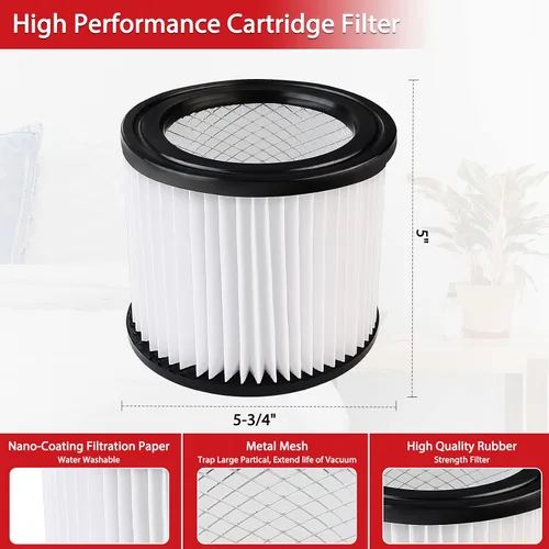 Vista 6 de Shop-Vac Juego de filtros de 8 piezas, 6 bolsas de colección 90667 de 1.5 galones+2 filtros de cartucho 90398 de alto rendimiento