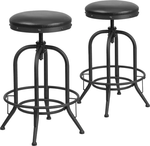 Vista 9 de Flash Furniture Carrington Taburete de bar de 30 pulgadas con asiento giratorio LeatherSoft negro