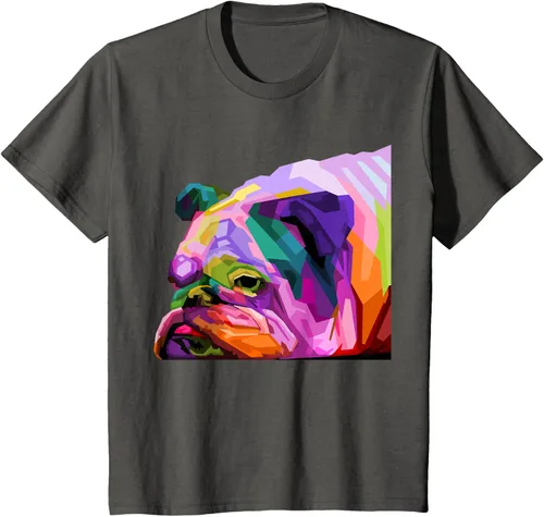 Vista 83 de Camiseta de retrato pop artístico de bulldog británico inglés para dueños de perros, Negro, S