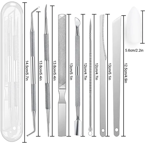 Vista 3 de Kit de herramientas para uñas encarnadas (10 unidades), herramienta de tratamiento de uñas prémium para pies Utilizado para uñas gruesas y uñas