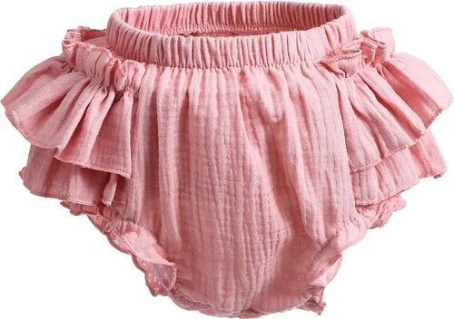 Vista 3 de Purbasvi Newborn Infant Baby Girl Cotton Bloomers and Bows Toddlers Ruffle Shorts Diaper Covers Headband Set