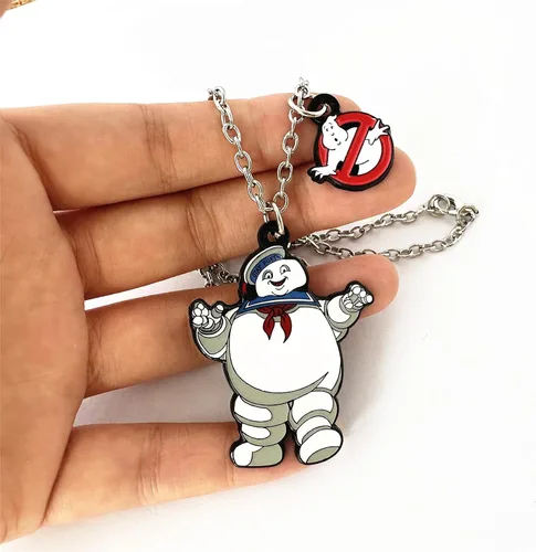Vista 3 de PIEINA Ghostbuster stay puft malvavisco hombre horror collar regalos para hombres y mujeres, Zinc, No es una piedra preciosa