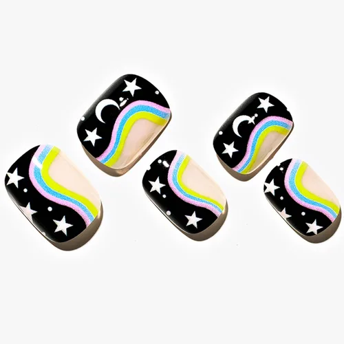 Vista 17 de GLAMERMAID - Uñas postizas cortas a presión con perlas blancas, uñas Perla Angélica