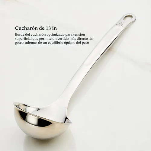 Vista 7 de Hestan Provisions - Herramientas de chef, juego esencial (5 piezas), cuchara sólida de acero inoxidable, cucharón, tenedor para pasta