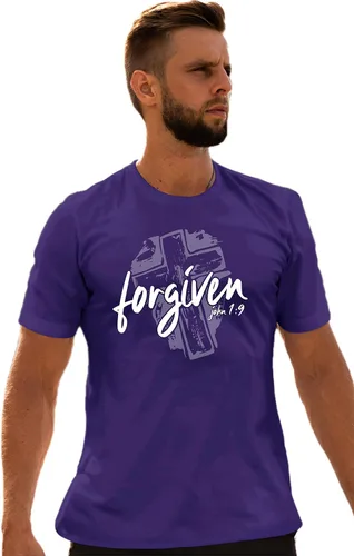 Vista 3 de Go All Out Camiseta de regalo cristiano con versículo bíblico Forgiven John 19 para adultos