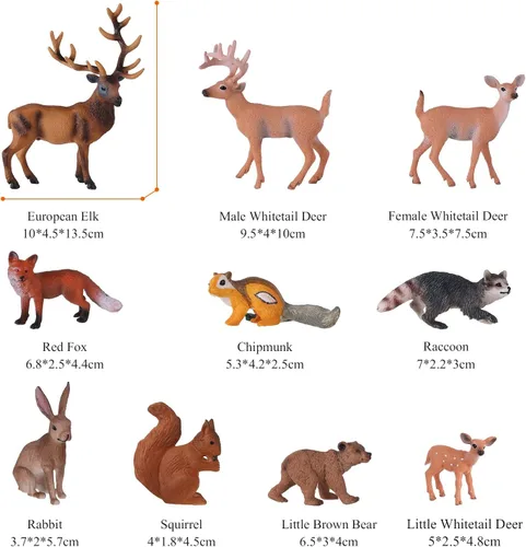 Vista 2 de JOKFEICE 10 piezas de plástico figuras de animales del bosque modelo de acción proyecto de ciencia juguetes educativos regalo de cumpleaños