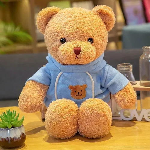 Vista 3 de Oso de peluche de 11.8 pulgadas, animales de peluche suaves, lindo muñeco de oso de peluche para niños y niñas (azul)