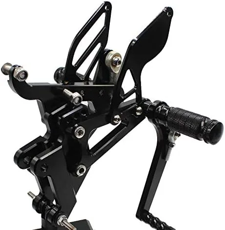 Vista 5 de Reposapiés de motocicleta ajustable de aluminio Billet para Yamaha YZF R6 2003 2004 2005 (negro)