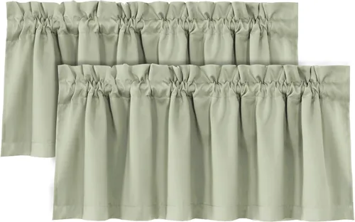 Vista 11 de H.VERSAILTEX Cenefas de cortina 100% opacas para ventanas, 2 paneles con aislamiento térmico, bolsillo para barra, pequeña cenefa corta para cocina