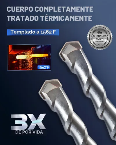 Vista 2 de COMOWARE Juego de brocas de martillo giratorio y cinceles, herramienta de agujero de mampostería de hormigón SDS Plus, 17 piezas con estuche