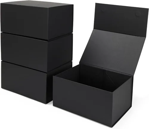 Vista 31 de Ditwis Caja de regalo de 12x9x4 pulgadas con tapa de cierre magnético, caja magnética negra y dorada para boda, propuesta de padrinos y damas