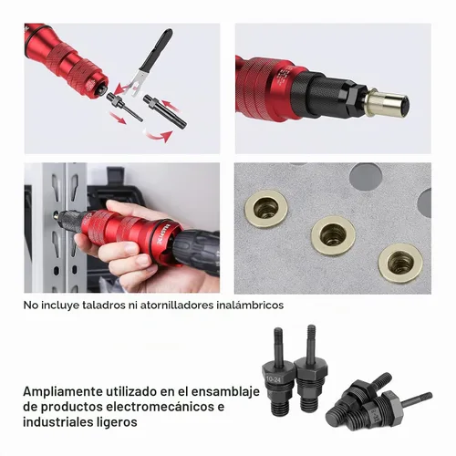 Vista 2 de Beaspire 4 PCS Mandriles 8-32, 10-24, 10-32, 1/4-20 para Pistola de Remaches Eléctrica de Taladro Inalámbrico