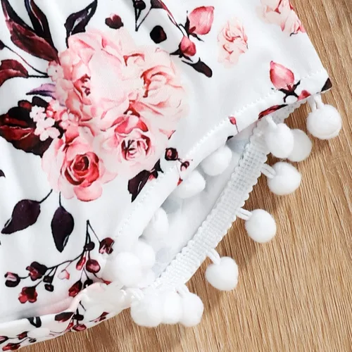 Vista 8 de Hascloth Newborn Baby Girl Romper Infant Tassel Bodysuit Floral Dress Shorts Jumpsuit Ruffle Sleeveless Onesie Clothes Outfit