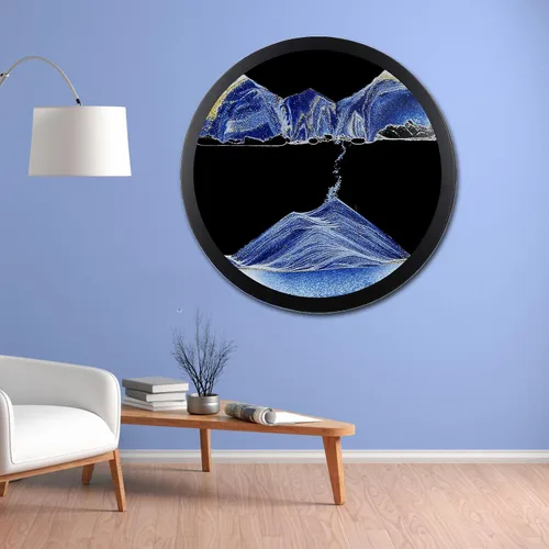 Vista 34 de Decoración artística de arena móvil de 17.3 pulgadas, pintura 3D giratoria de 360 grados, arte de pared de vidrio, decoración de sala de estar