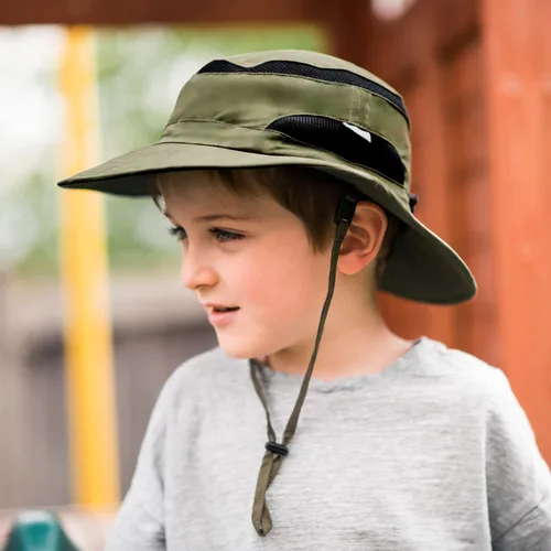 Vista 5 de JAN & JUL Gorro de jaspe junior para niños, algodón UPF 50+, talla ajustable