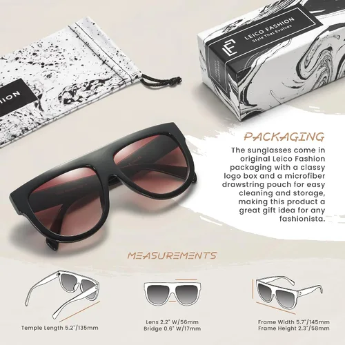 Vista 21 de Gafas de sol de gran tamaño con parte superior plana para mujer, diseño cuadrado grande, retro, gafas de sol