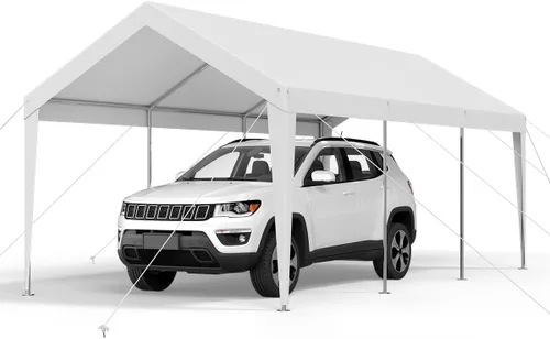 Vista 13 de VEVOR Cobertizo Tienda de Almacenamiento Exterior Portátil Resistente de 6 x 8 x 7 pies, Refugio de Cochera Garaje Impermeable con Puerta Enrollable