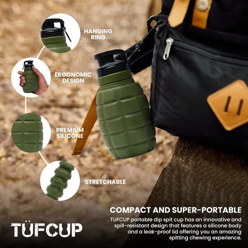 Vista 3 de Escupidera TUFCUP para Masticar, Escupidera Portátil Reutilizable con Tapa, Escupidera de Silicona Plegable Resistente a Derrames a Prueba de Fugas