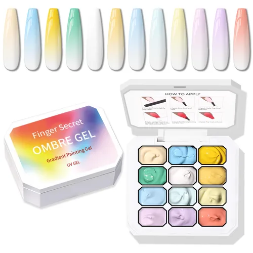 Vista 8 de Paleta de Esmalte de Uñas en Gel Sponge Pat, 12 Colores para Mezclar Ombré Degradado, Pintura Degradada para Arte de Uñas, Sin Limpieza, Curado