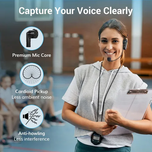 Vista 8 de TONOR - Auriculares inalámbricos con micrófono, sistema de auriculares con micrófono UHF, micrófono de mano y de cabeza 2 en 1, micrófono de oreja