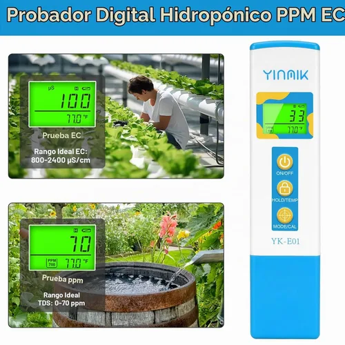 Vista 5 de Medidor TDS para agua potable, medidor PPM de agua, probador EC TDS para Blanco
