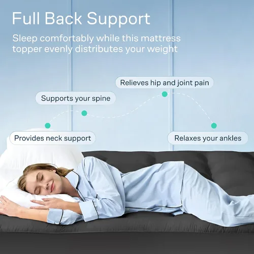 Vista 4 de Niagara Sleep Solution - Cubrecolchón antideslizante tamaño Queen, 100% algodón para aliviar el dolor de espalda, agarre extra, transpirable