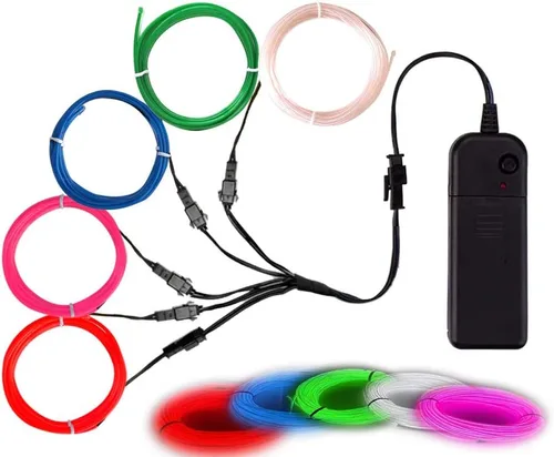 Vista 8 de MaxLax Cable EL, luces de neón portátiles, cable EL 5 en 3.3 ft, alambre electroluminiscente para decoración de Halloween, fiesta de Navidad Ten
