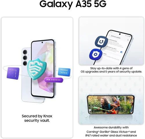 Vista 3 de Samsung Galaxy A35 5G A356E 128GB Dual-SIM GSM Desbloqueado Android Smartphone (variante latín/LTE compatible con EE. UU.) - Lila impresionante