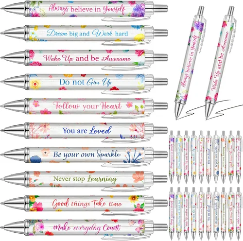 Vista 9 de Yeaqee 50 bolígrafos motivacionales a granel con diferentes citas inspiradoras para mujeres, regalos inspiradores, bolígrafos a granel