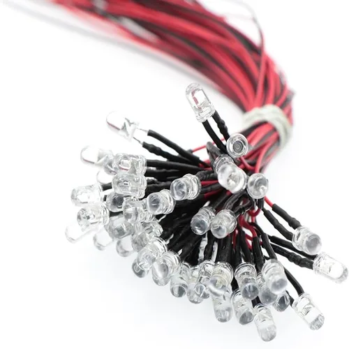 Vista 2 de 5 mm pre wired 12 V luz de ledes diodos color blanco, rojo, azul, verde, amarillo, blanco cálido B:/Color rojo