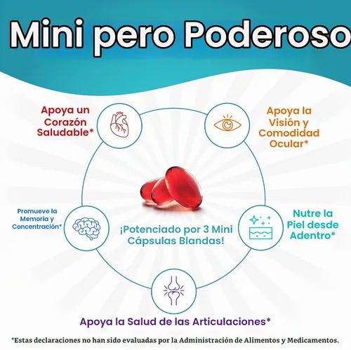 Vista 3 de Mini cápsulas blandas de aceite de pescado – Triple fuerza – Fórmula avanzada – 1500 mg Omega 3 con EPA y DHA – Más pequeño que una moneda de diez