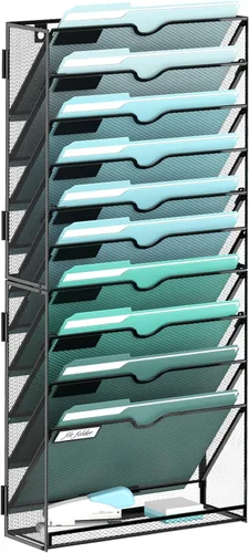 Vista 8 de SUPEASY Organizador de archivos de pared de 6 niveles, archivos de pared colgantes para papeles, carpetas, revistas, organizador de pared