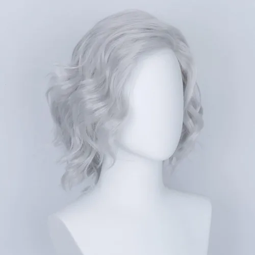 Vista 5 de M MISS U HAIR Missuhair - Peluca de anciano, peluca de anciano, peluca de bruja corta ondulada para disfraz, peluca sintética para uso diario