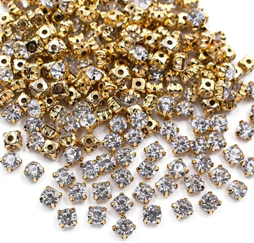 Vista 10 de Diamantes de imitación de 0.118 in a 0.394 in (0.394 in, 72 unidades) Metal Claws With Holes, Flatback, Clear Crystal Stones, Sewing Crafts Gems