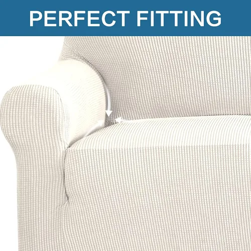 Vista 4 de H.VERSAILTEX Fundas elásticas para sofá de 3 cojines, funda elástica para silla, color marfil