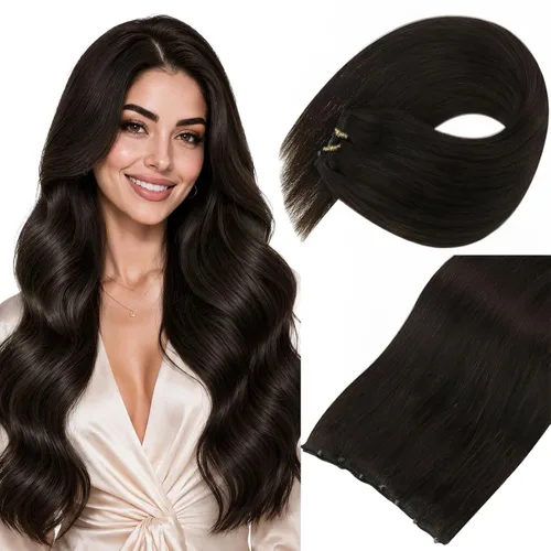 Vista 10 de Sunny Hair Trama doble negra del negro de las extensiones del pelo humano