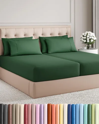 Vista 116 de Juego de sábanas Twin de 4 piezas - Cómodo, transpirable y refrescante - Juego de ropa de cama de lujo de hotel ultrasuave con bolsillos profundos